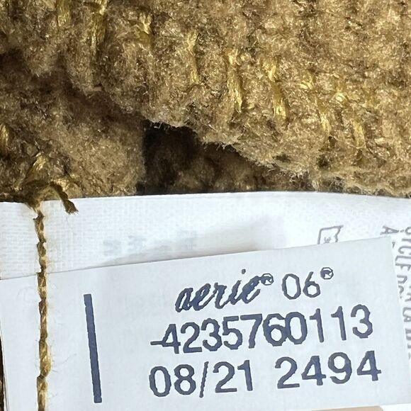 Aerie Jacket Womens Small Burnt Yellow Sherpa Teddy Quarter Zip Pullover Jacket - Picture 11 of 11